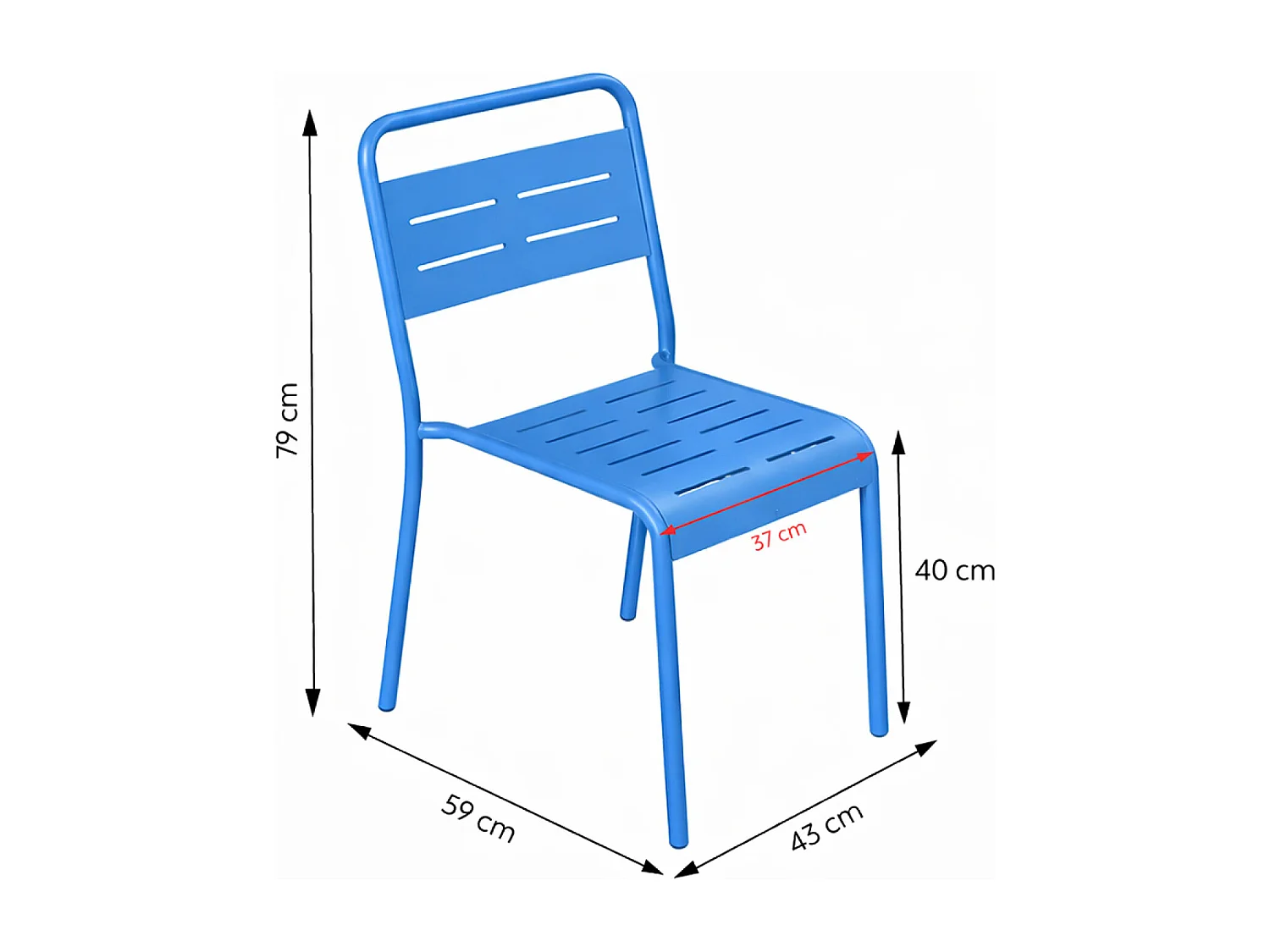 Ensemble de 2 chaises de jardin empilables bleues BERGAME