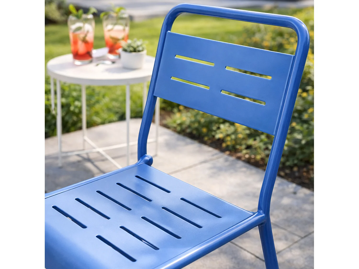 Ensemble de 2 chaises de jardin empilables bleues BERGAME