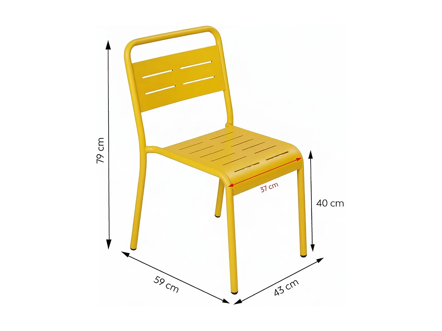 Ensemble de 4 chaises de jardin empilables jaunes BERGAME