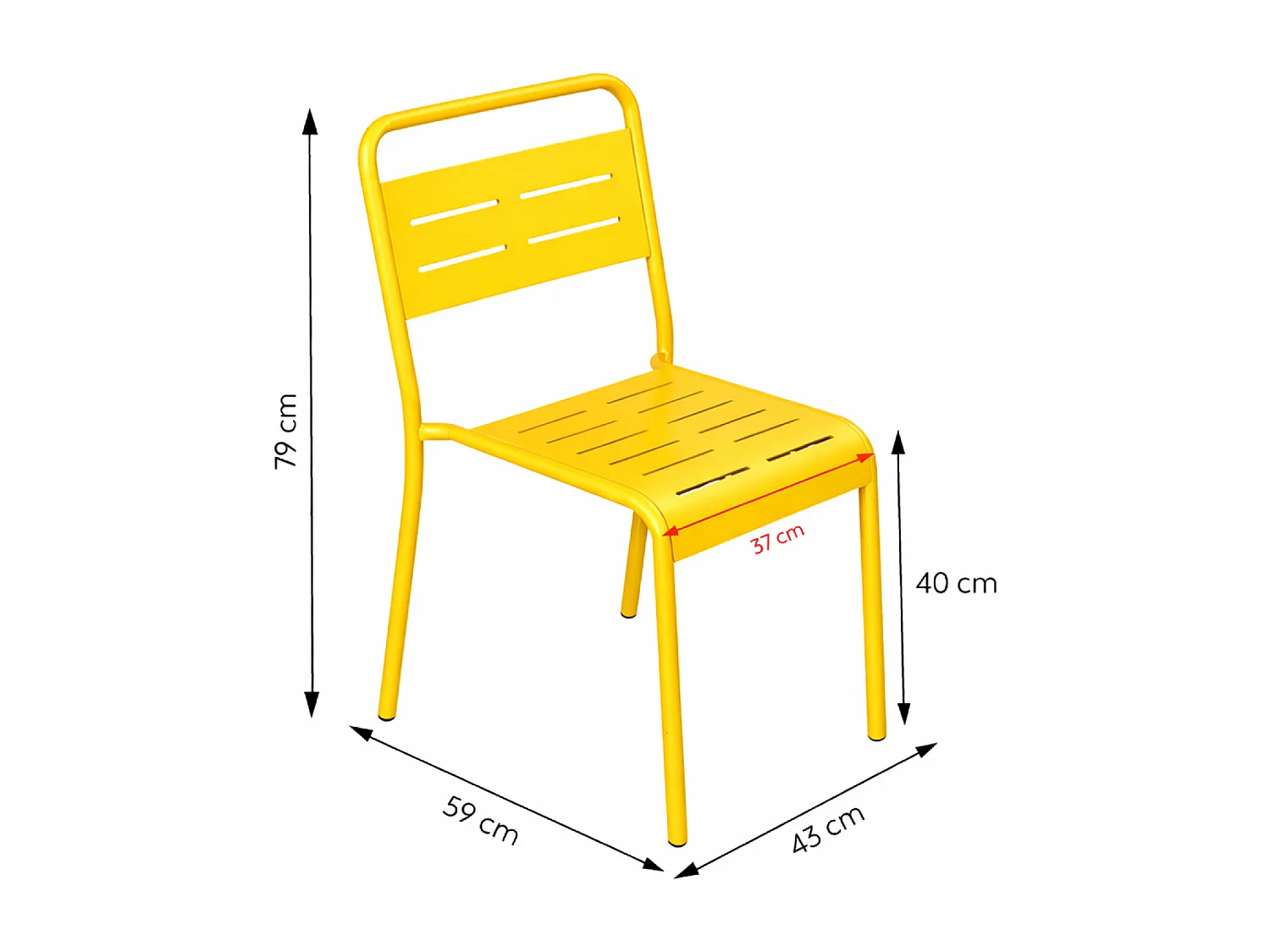 Lot de 2 chaises de jardin empilables jaunes BERGAME