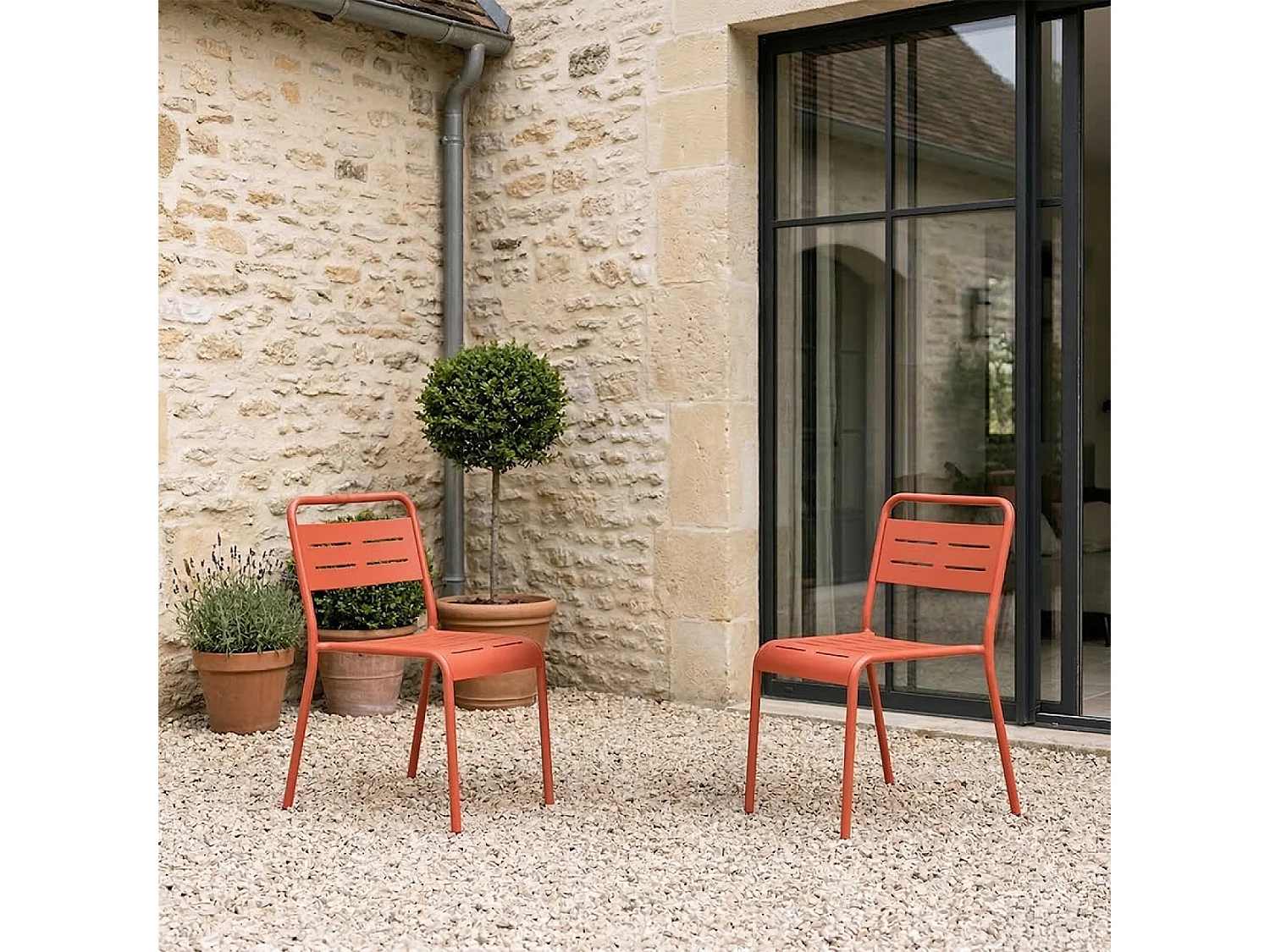 Lot de 2 chaises de jardin empilables terracotta BERGAME