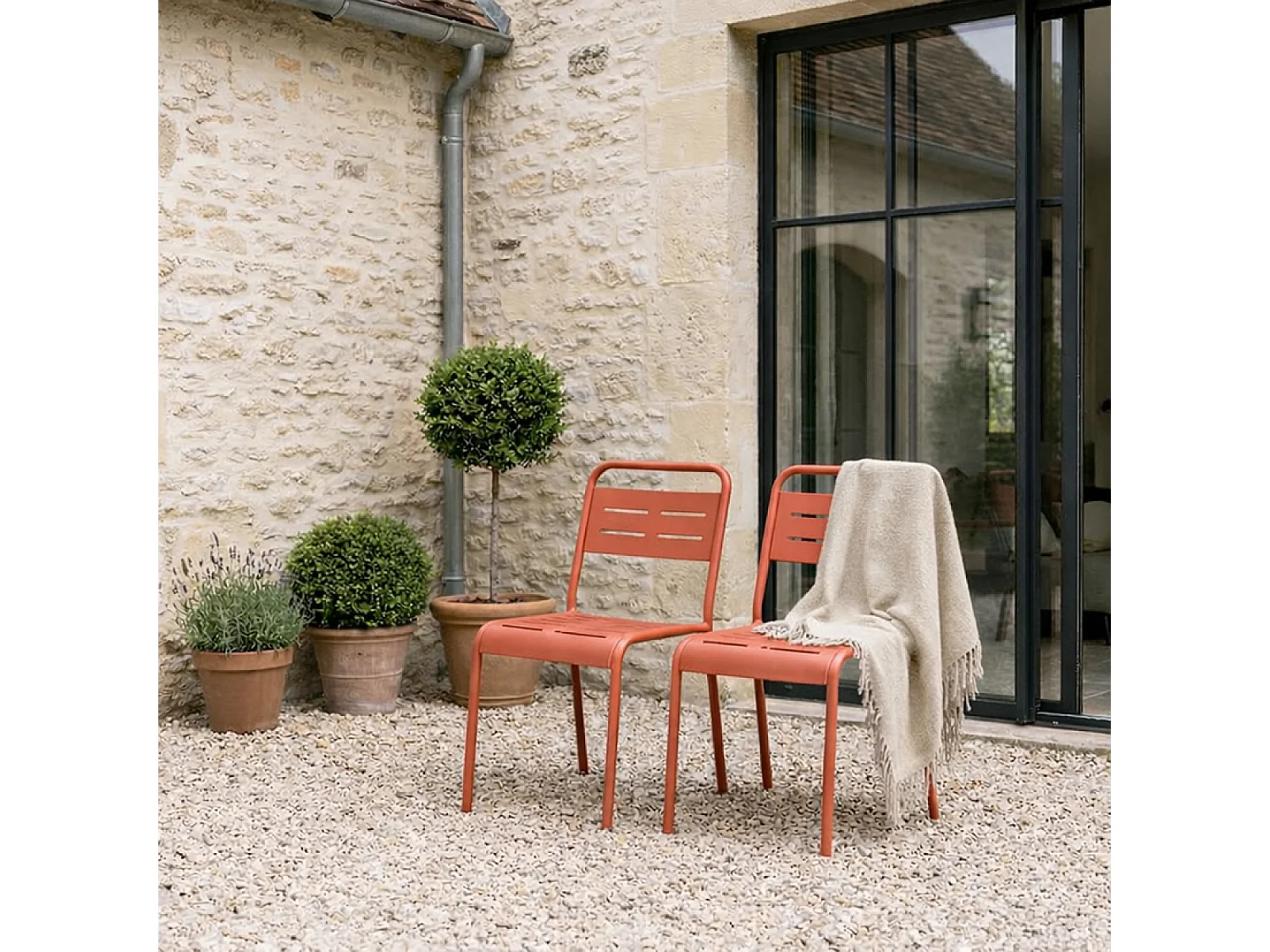 Lot de 2 chaises de jardin empilables terracotta BERGAME