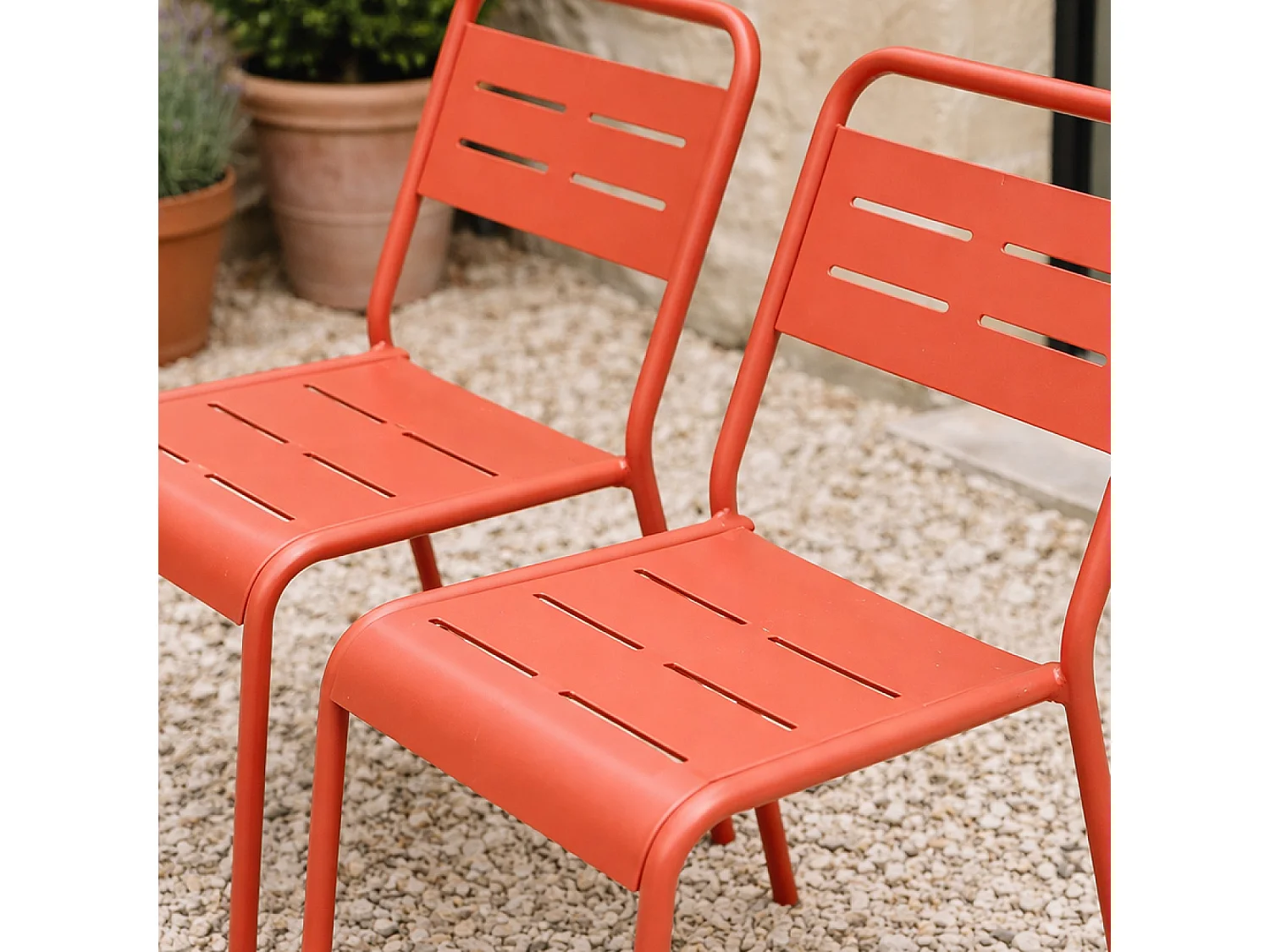 Lot de 2 chaises de jardin empilables terracotta BERGAME