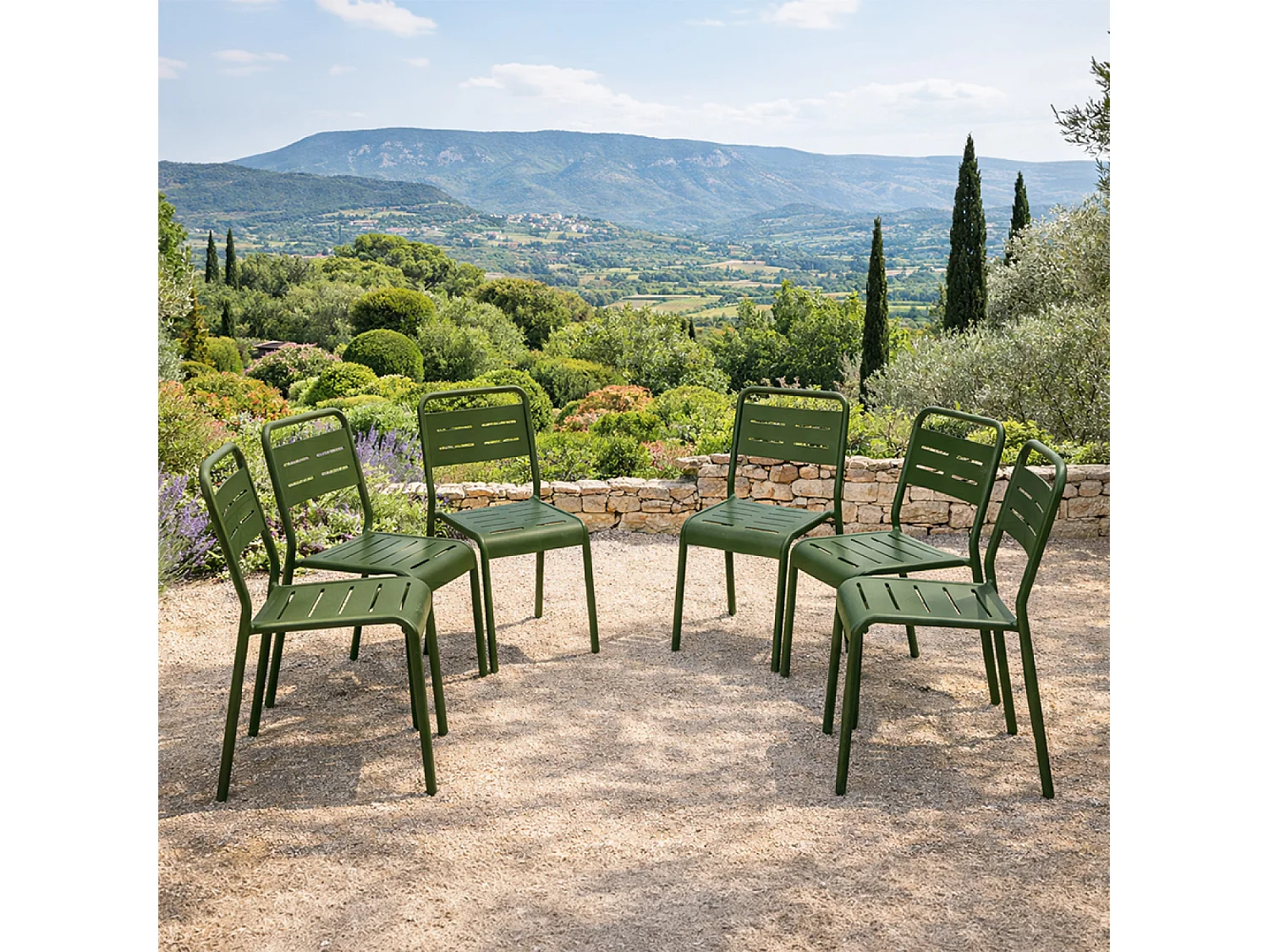 Lot de 6 chaises de jardin empilables vertes BERGAME