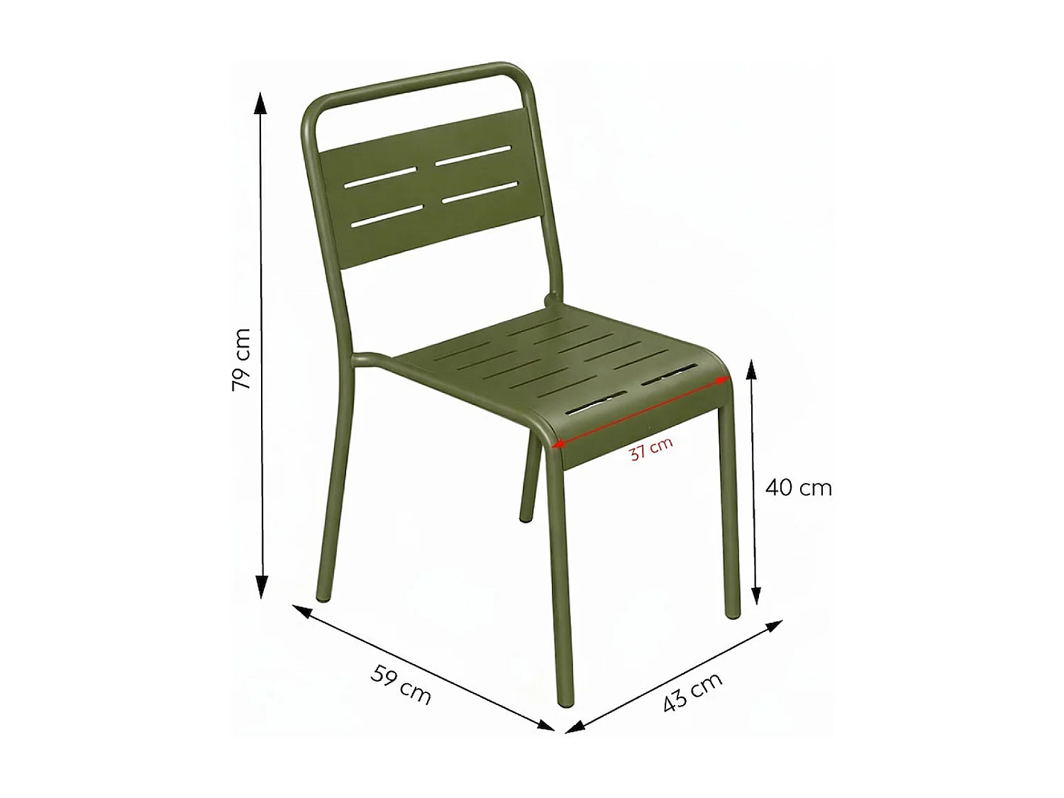 Lot de 6 chaises de jardin empilables vertes BERGAME