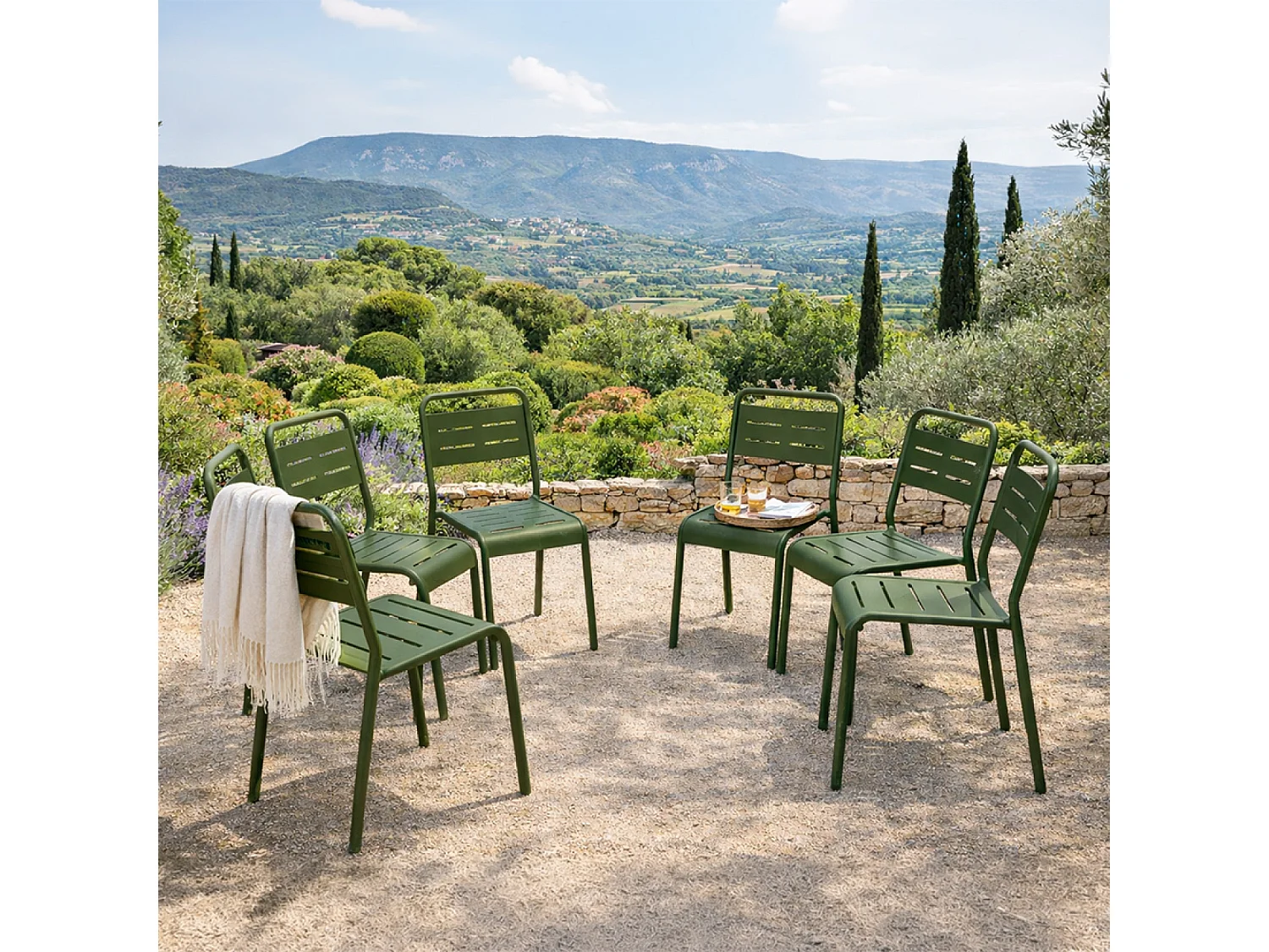 Lot de 6 chaises de jardin empilables vertes BERGAME