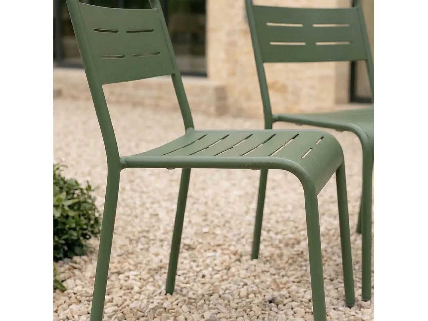 Ensemble de 4 chaises de jardin empilables vertes BERGAME