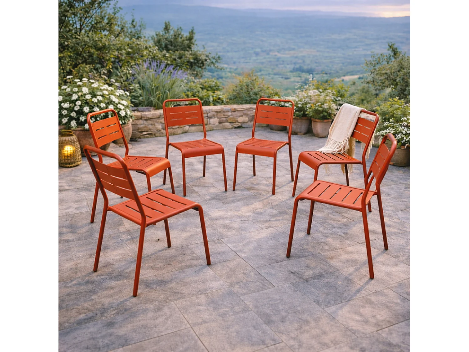 Lot de 6 chaises de jardin empilables terracotta BERGAME