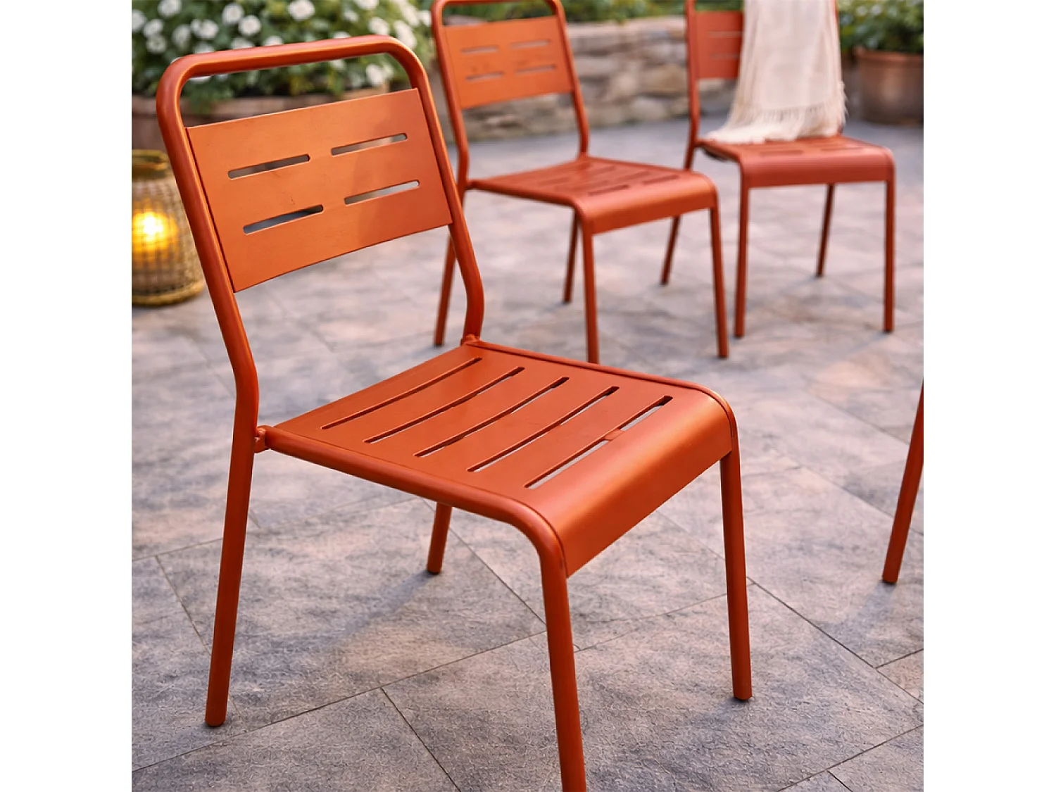 Lot de 6 chaises de jardin empilables terracotta BERGAME