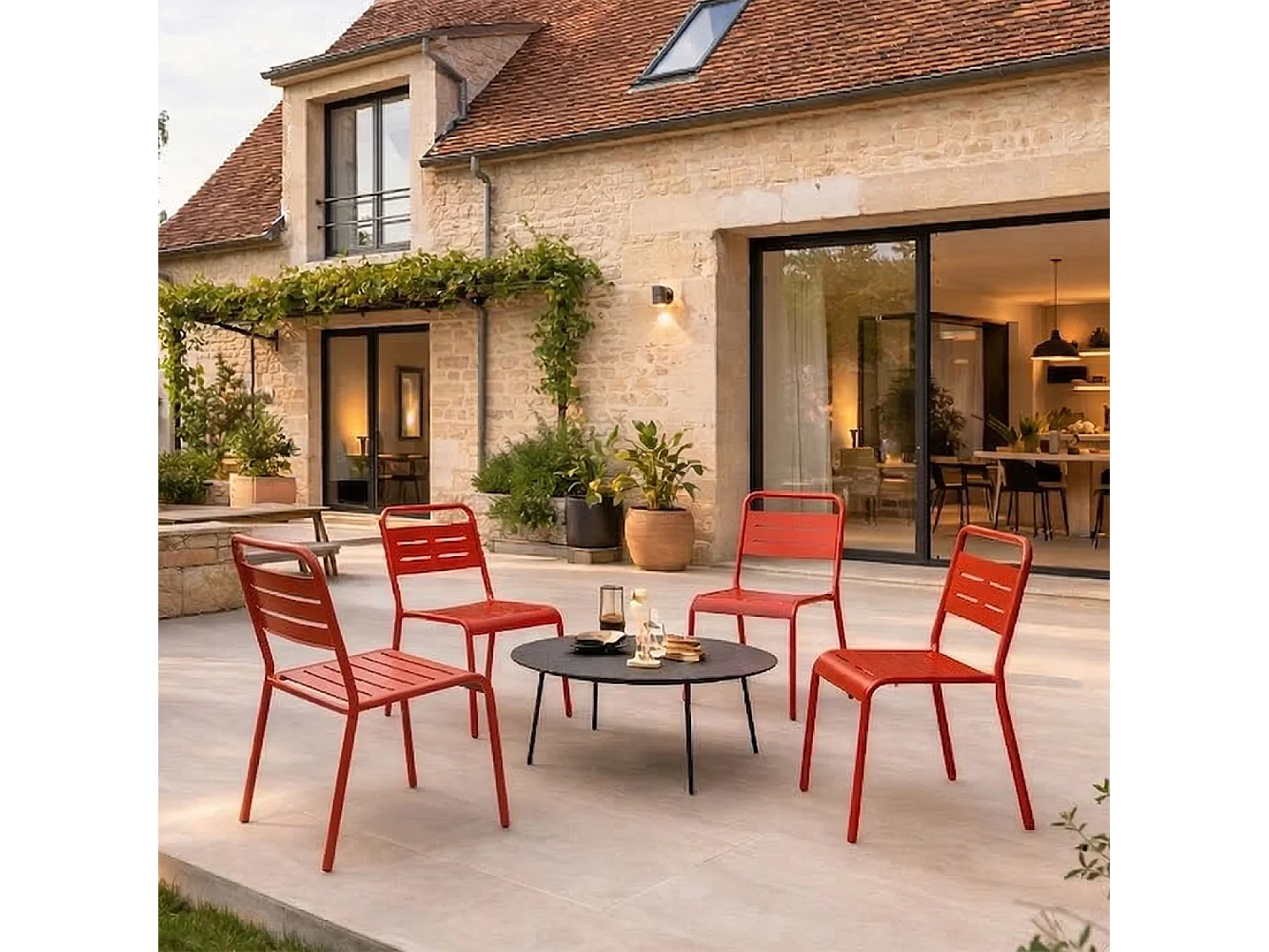 Ensemble de 4 chaises de jardin empilables terracotta BERGAME
