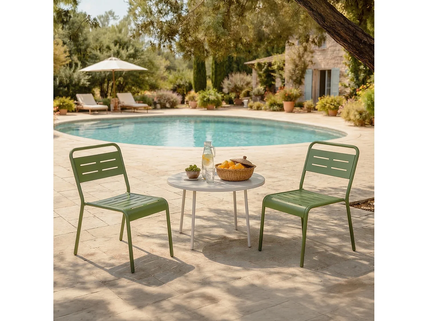 Lot de 2 chaises de jardin empilables vertes BERGAME