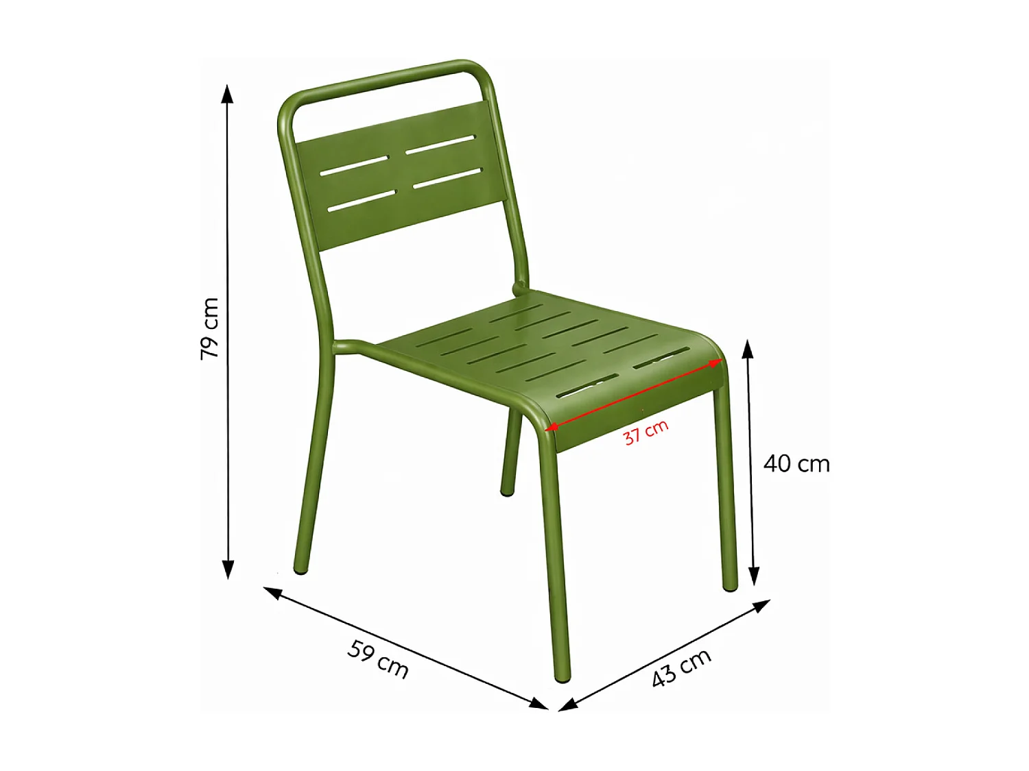 Lot de 2 chaises de jardin empilables vertes BERGAME