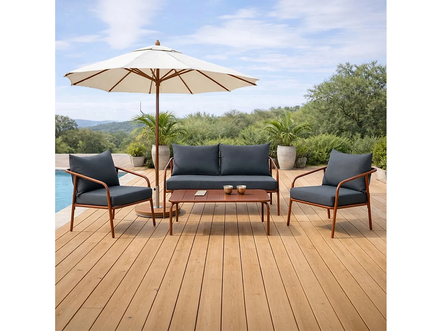 Salon de jardin 4 places terracotta BERGAME