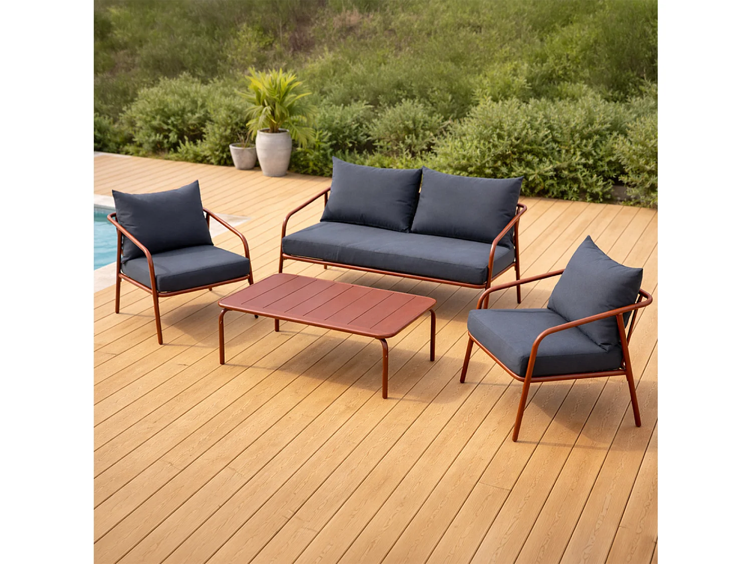 Salon de jardin 4 places terracotta BERGAME