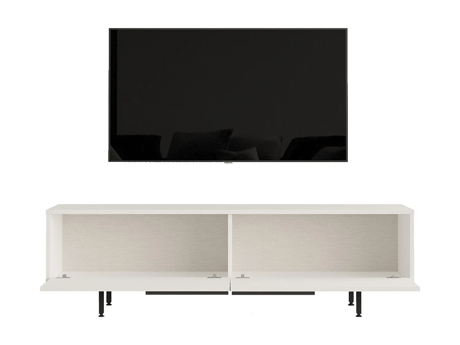Meuble TV en bois "Calvin" - 160 x 35 x 45 cm - Blanc