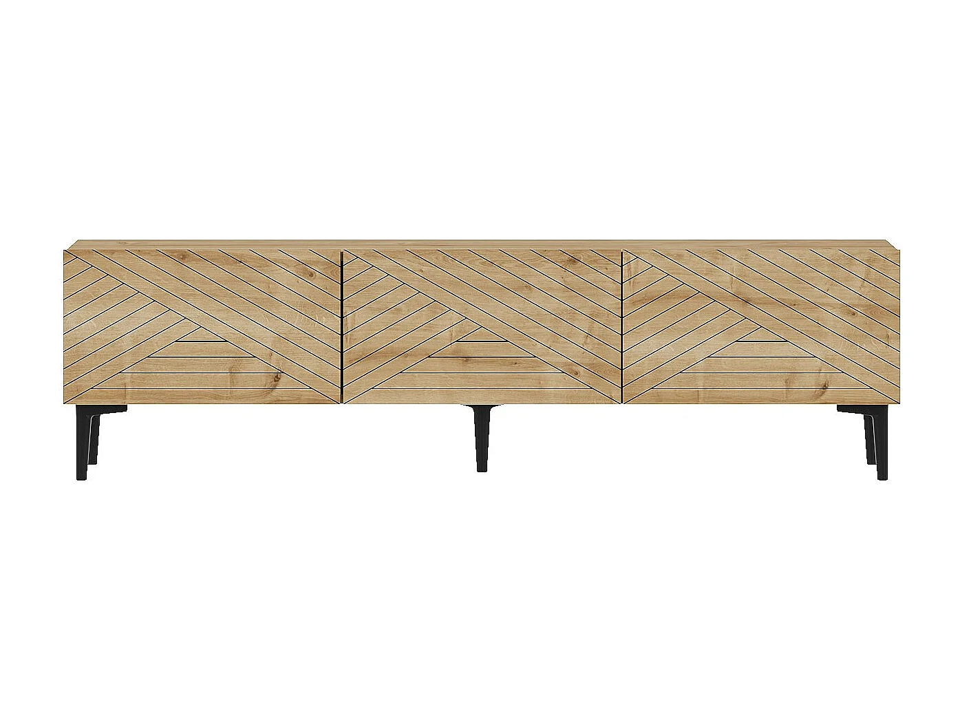 TV-meubel van saffier eikenhout "Felix" 160 cm met 3 deuren en planken, modern design en praktische opbergruimte