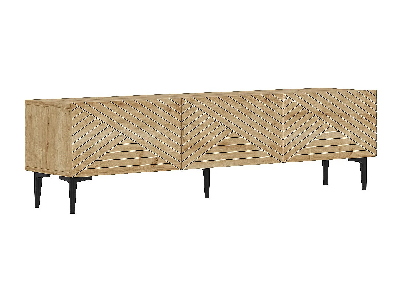 TV-meubel van saffier eikenhout "Felix" 160 cm met 3 deuren en planken, modern design en praktische opbergruimte