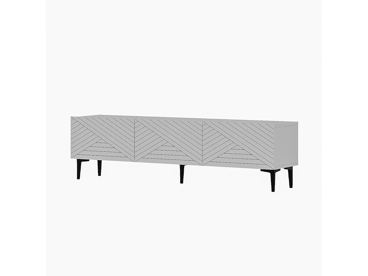 Witte houten TV-meubel "Felix" 160x31x44 cm, 3 deuren, modern design met opbergruimte