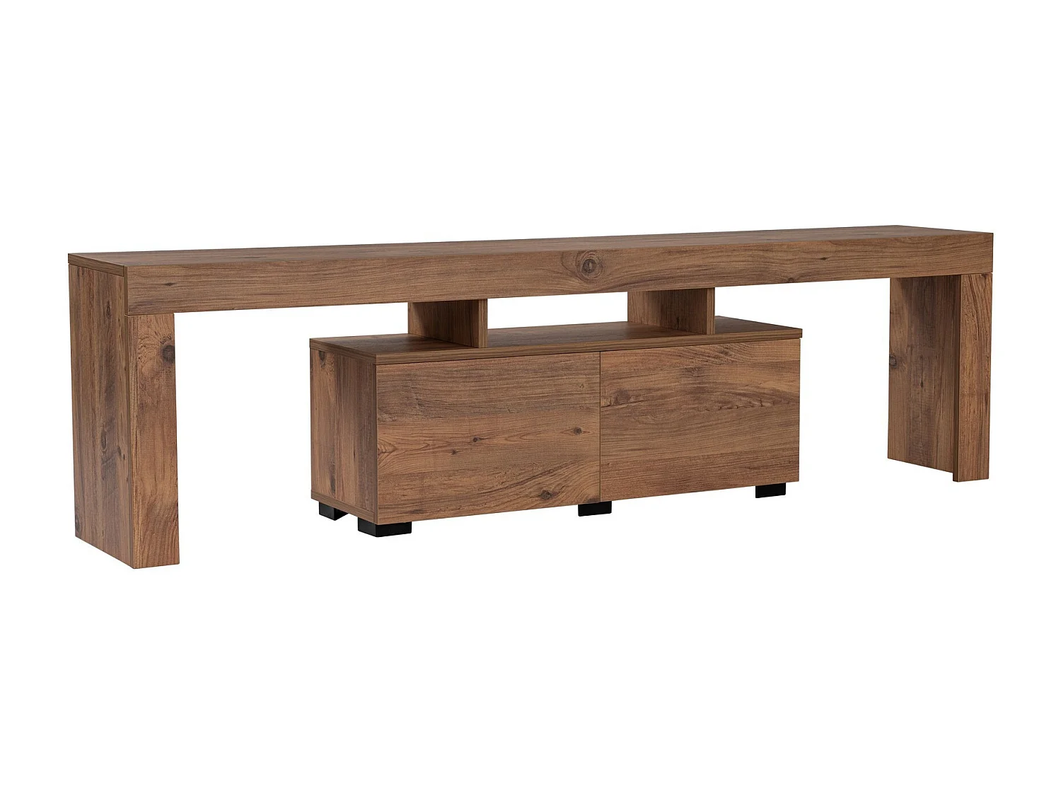 "Enclave" Trä TV-bänk - Modern Design - Brun - 180 x 31 x 50 cm - 2 Dörrar - 3 Hyllor