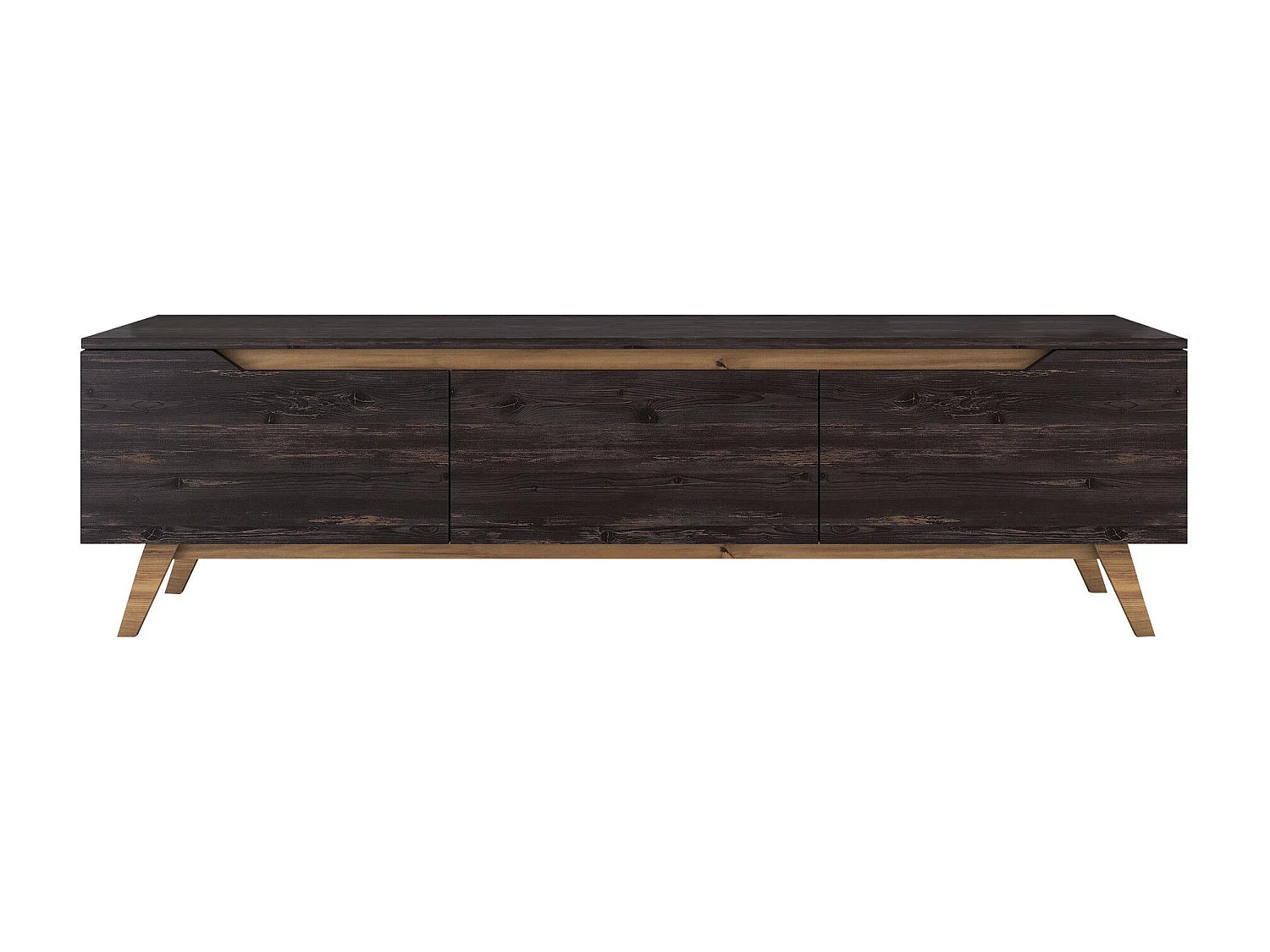 Modern TV-bänk i trä "Digi" - 180 x 35 x 48 cm - Svart