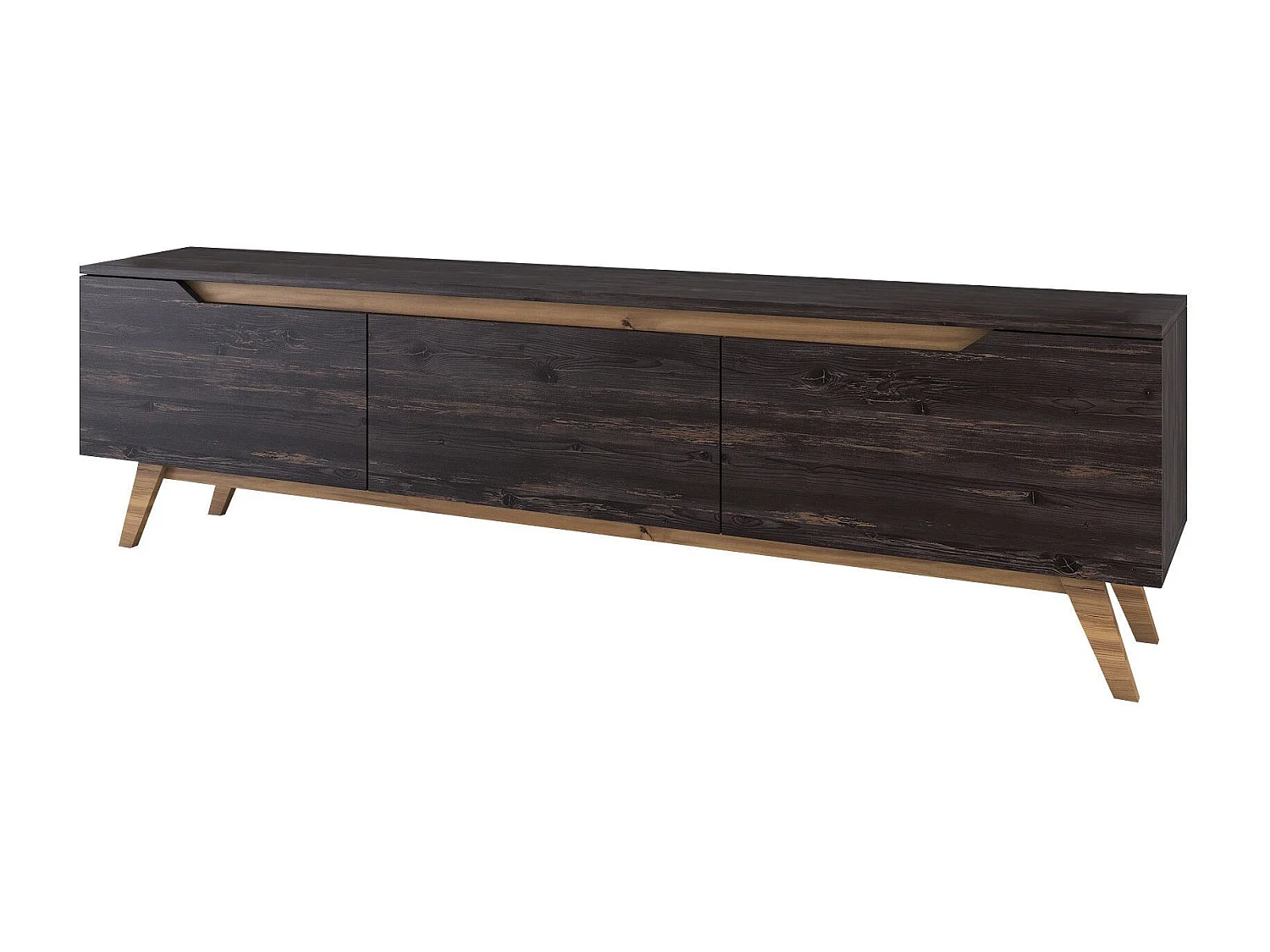 Modern TV-bänk i trä "Digi" - 180 x 35 x 48 cm - Svart