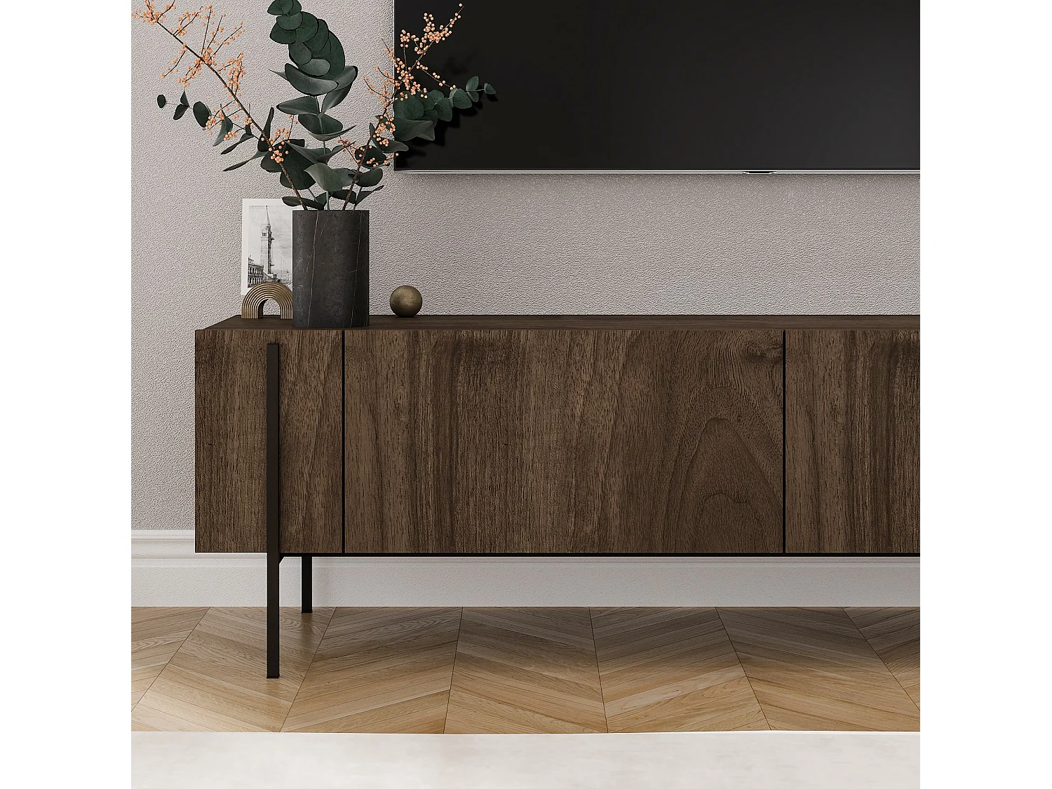 TV-Möbel aus Holz "Herman" - 160 x 31 x 45 cm - Braun