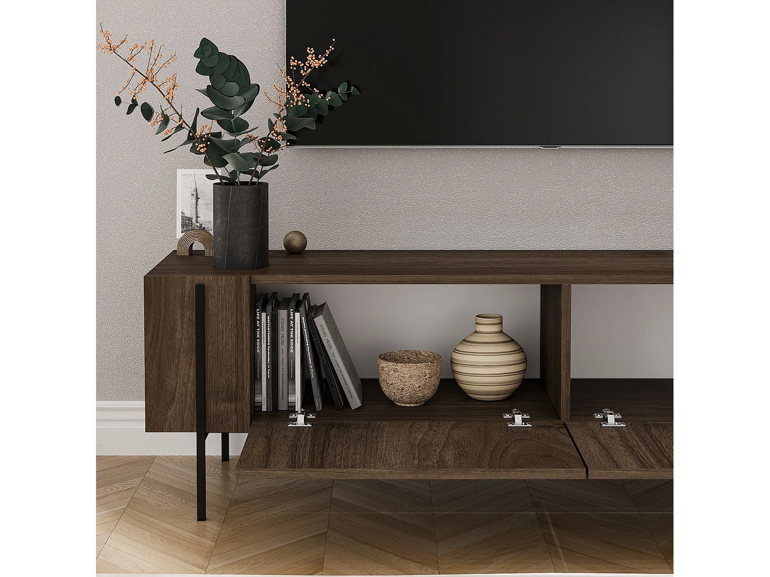 TV-Möbel aus Holz "Herman" - 160 x 31 x 45 cm - Braun