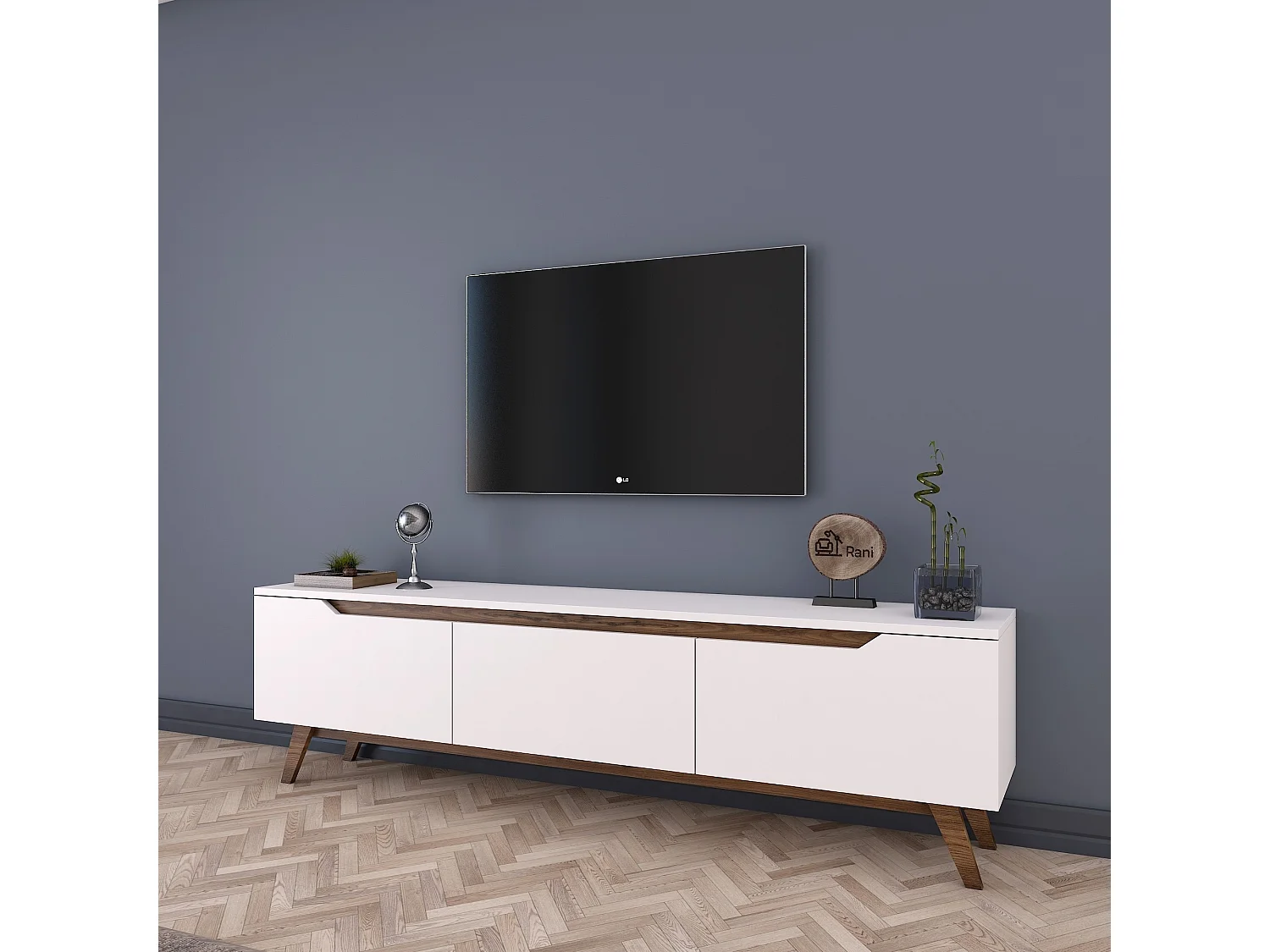 TV-Möbel aus Holz "Digi" - 180 x 35 x 48 cm - Braun