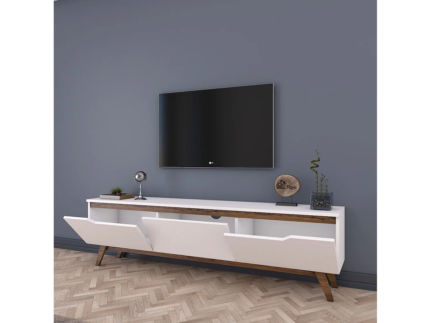 TV-Möbel aus Holz "Digi" - 180 x 35 x 48 cm - Braun