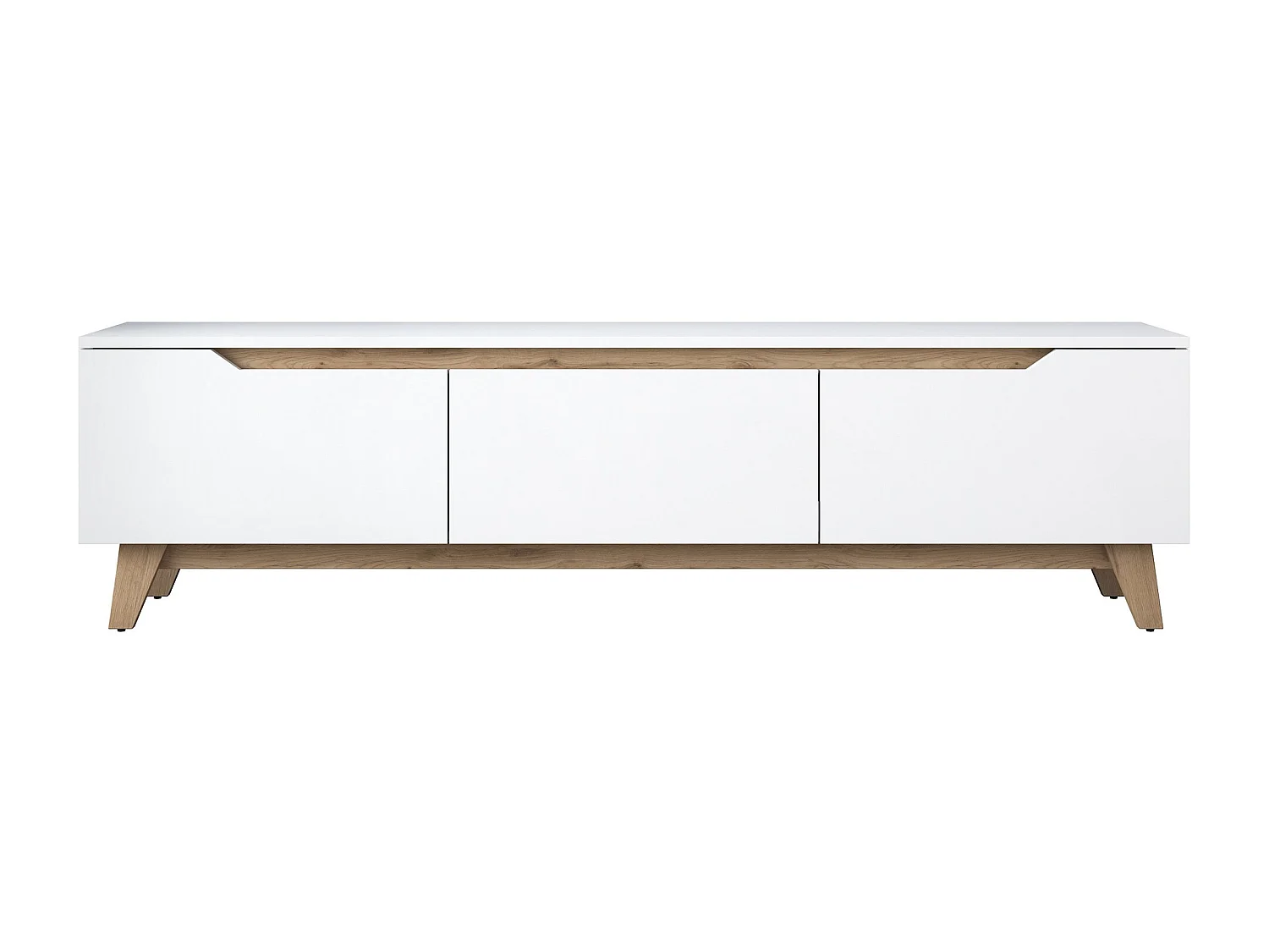 Modern TV-bänk i trä "Digi" - 180 x 35 x 48 cm - Vit och Beige