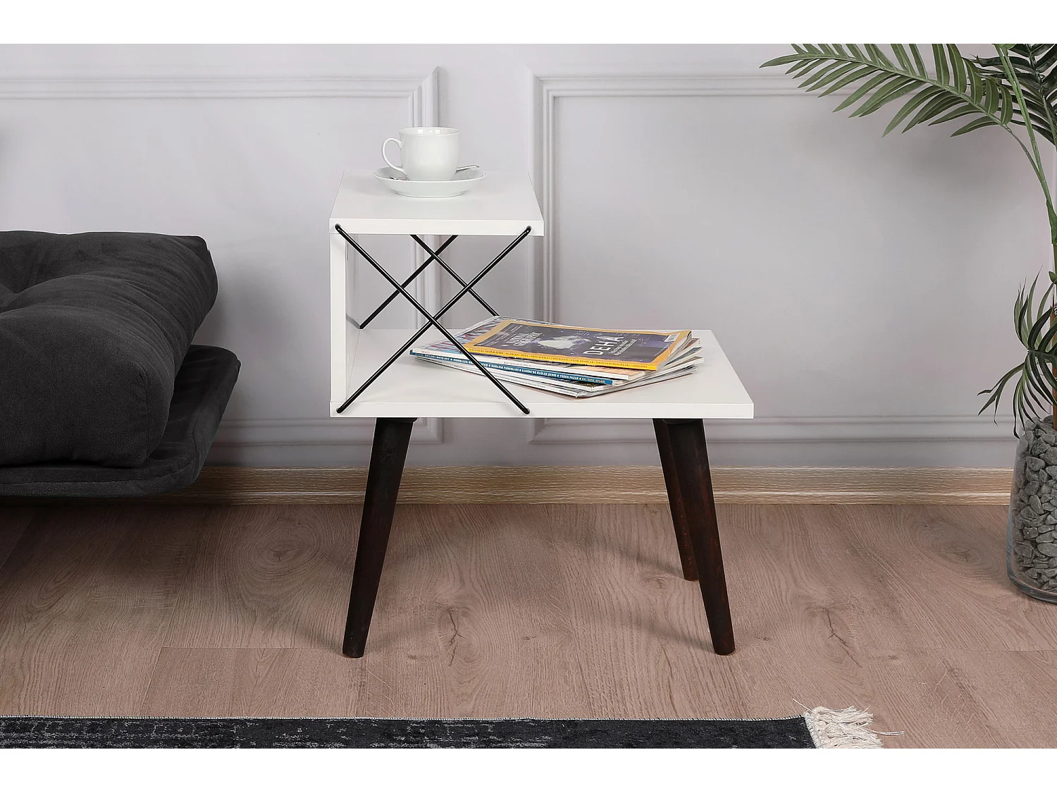 Nachttisch aus Holz "Cross" 50 x 40 x 55 cm - Weiß