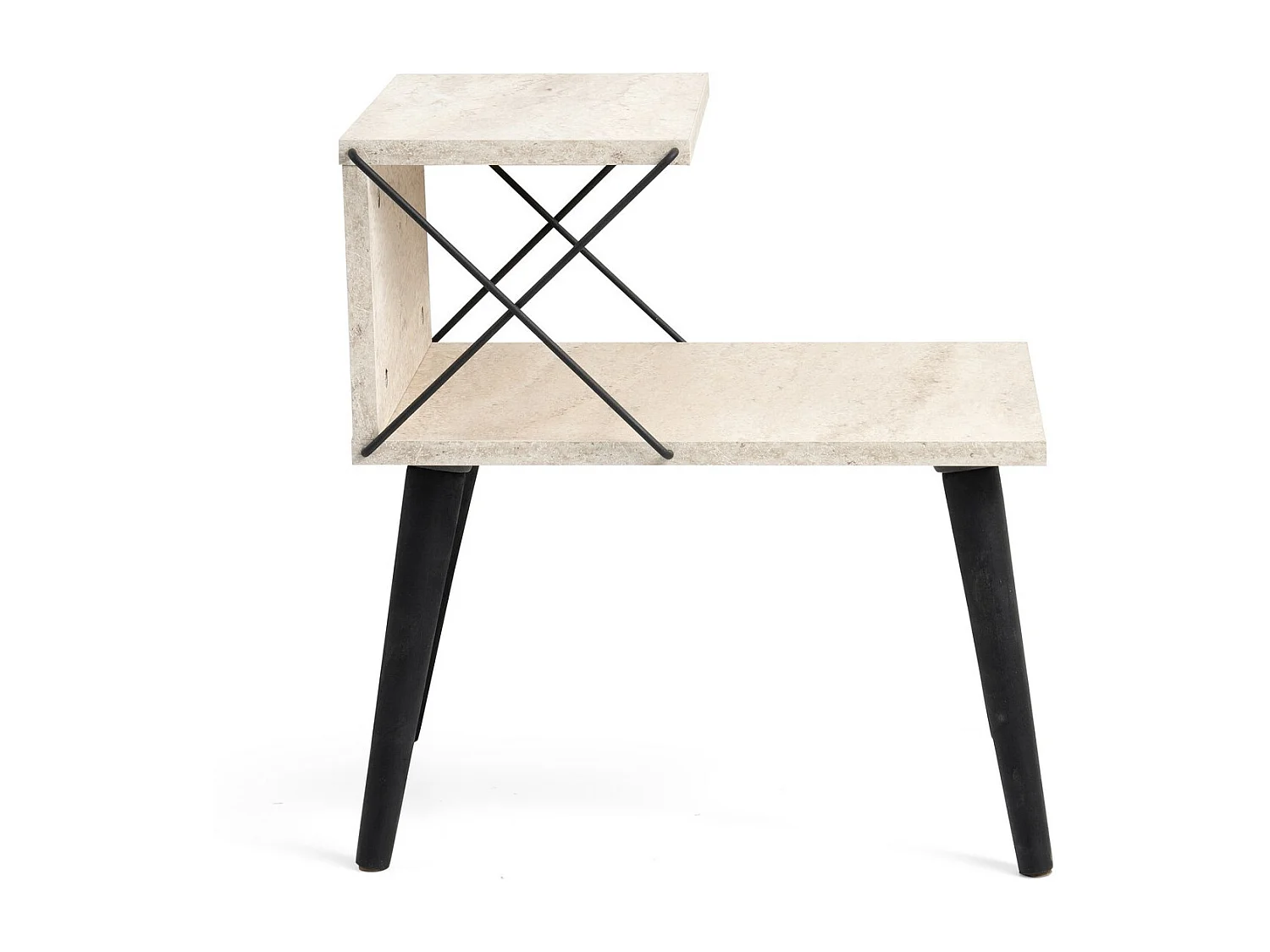 Nachttisch aus Holz "Cross" 50 x 40 x 55 cm - Travertin