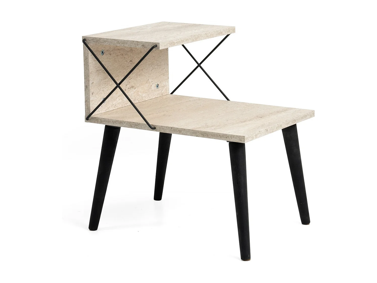 Nachttisch aus Holz "Cross" 50 x 40 x 55 cm - Travertin