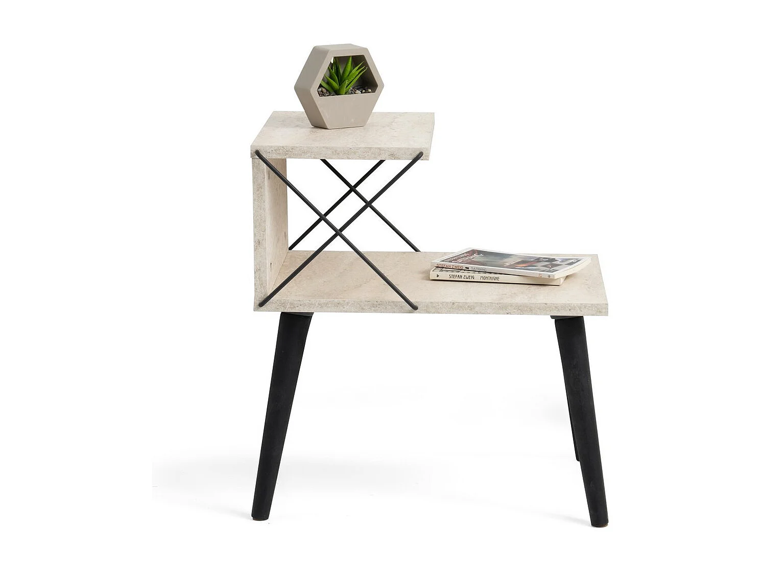 Nachttisch aus Holz "Cross" 50 x 40 x 55 cm - Travertin