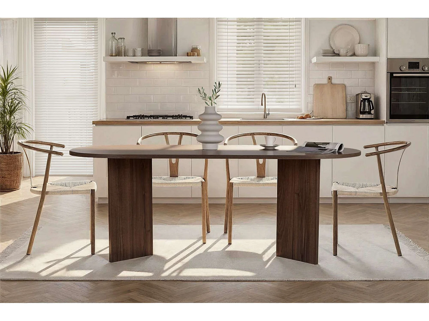 Table à manger en bois "Sabella" 200 x 90 x 75 cm - Noyer