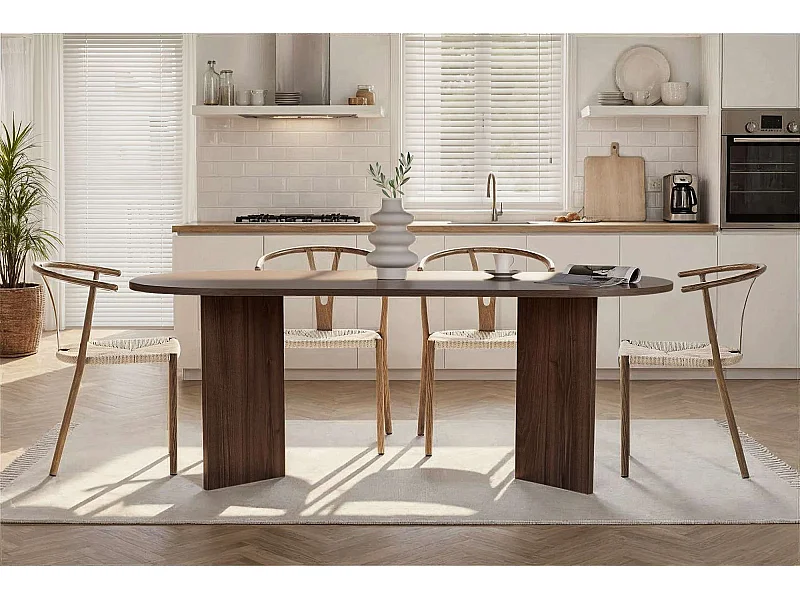 Table à manger en bois "Sabella" 200 x 90 x 75 cm - Noyer