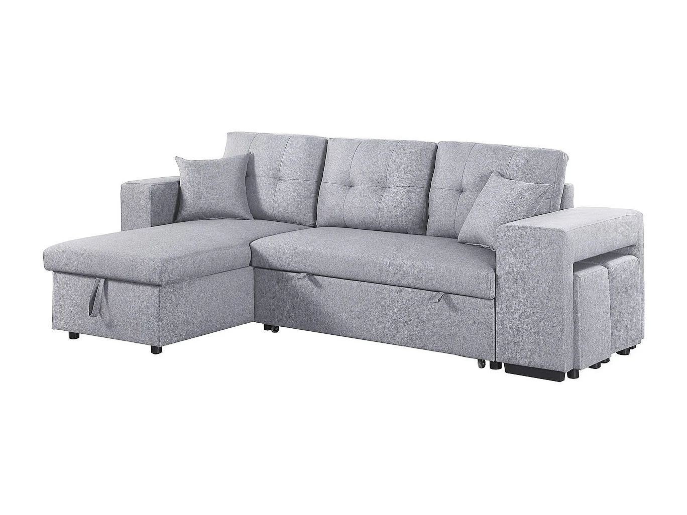 Canapé d'angle convertible en tissu "Noah" - 4 places - Gris clair