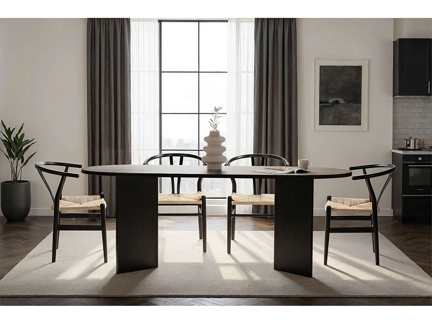 Table à manger en bois "Sabella" 200 x 90 x 75 cm - Bois Noir