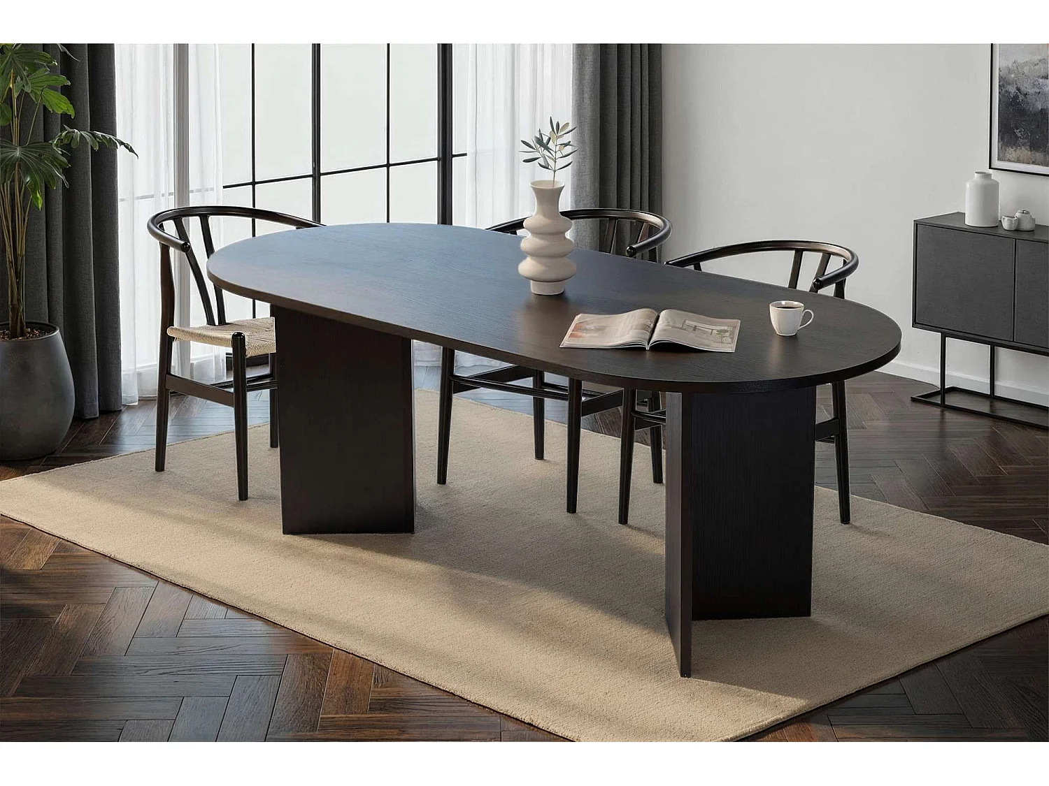 Table à manger en bois "Sabella" 200 x 90 x 75 cm - Bois Noir