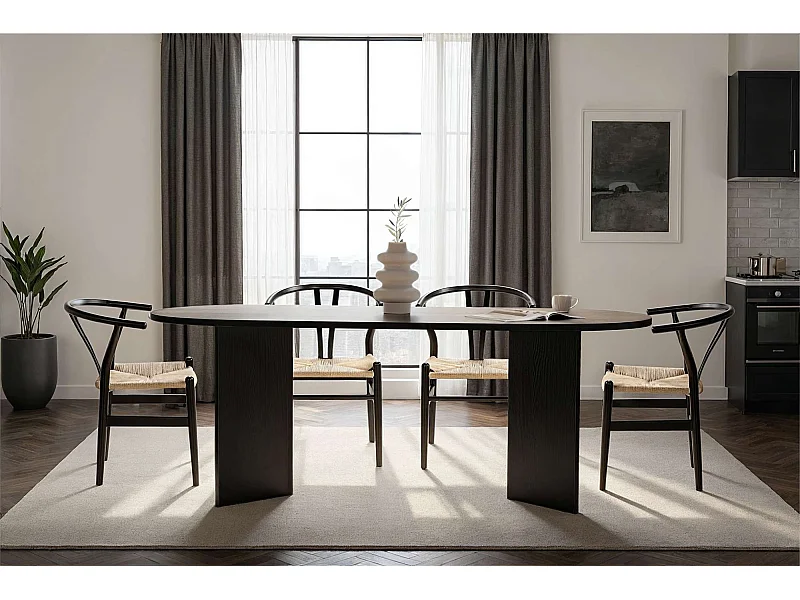 Table à manger en bois "Sabella" 200 x 90 x 75 cm - Bois Noir