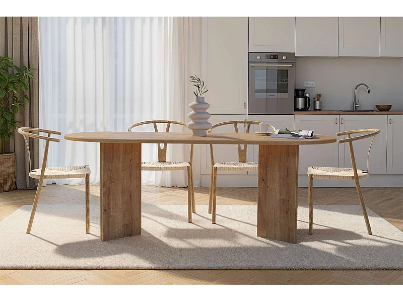 Table à manger en bois "Sabella" 200 x 90 x 75 cm - Chêne saphir