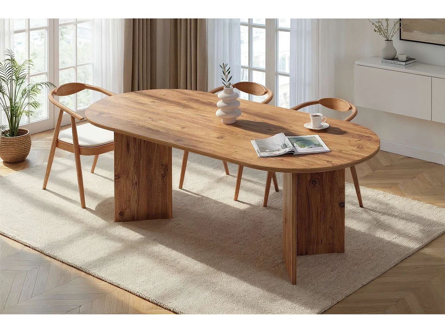 Table à manger en bois "Sabella" 200 x 90 x 75 cm - Pin atlantique