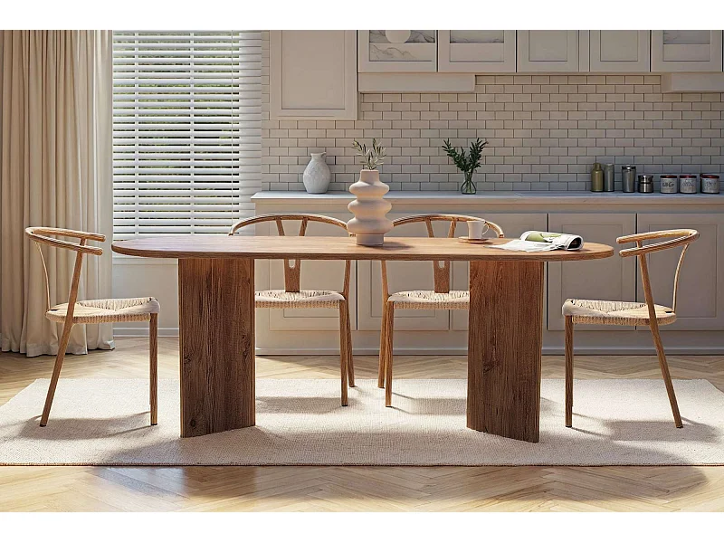 Table à manger en bois "Sabella" 200 x 90 x 75 cm - Pin atlantique