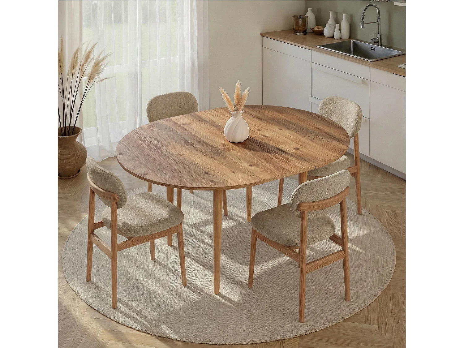 Table à manger extensible en bois "Viona" 100 x 100 x 75 cm - Pin atlantique