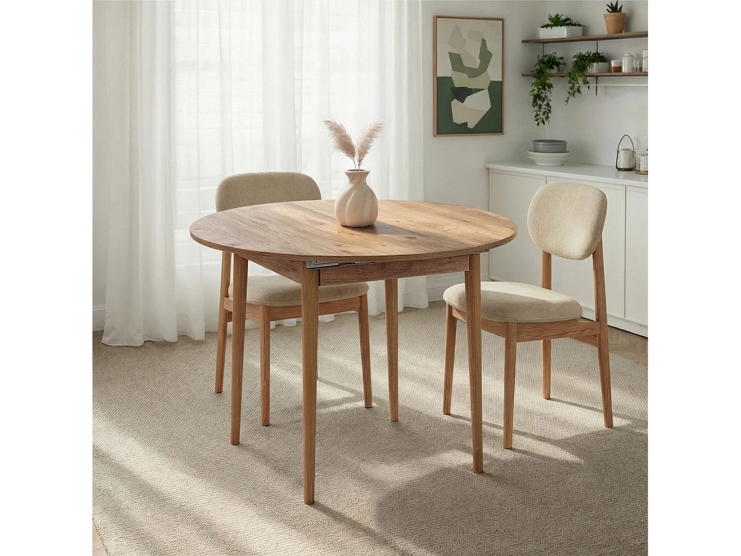 Table à manger extensible en bois "Viona" 100 x 100 x 75 cm - Pin atlantique