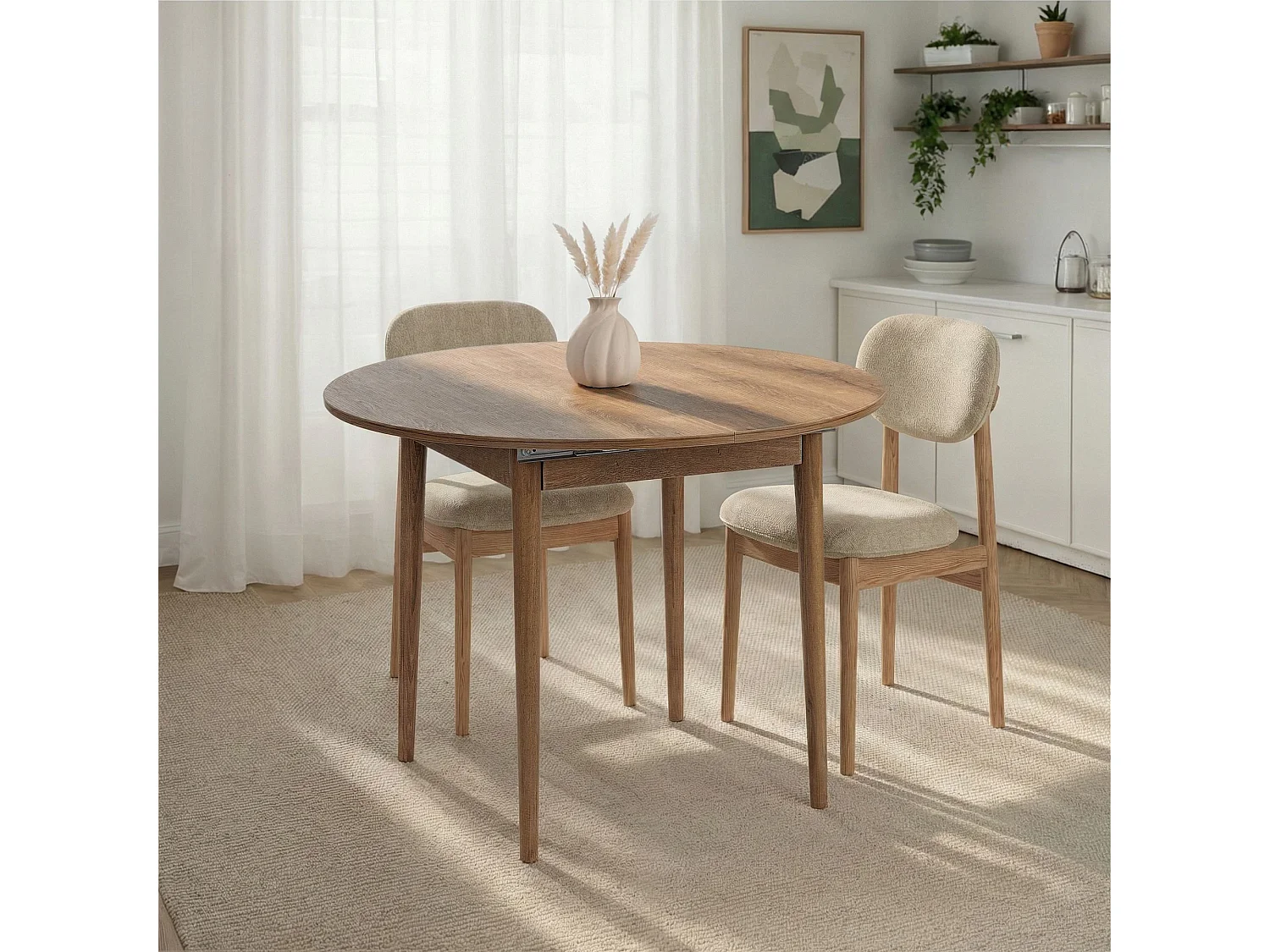 Table à manger extensible en bois "Viona" 100 x 100 x 75 cm - Le chêne de Kafka