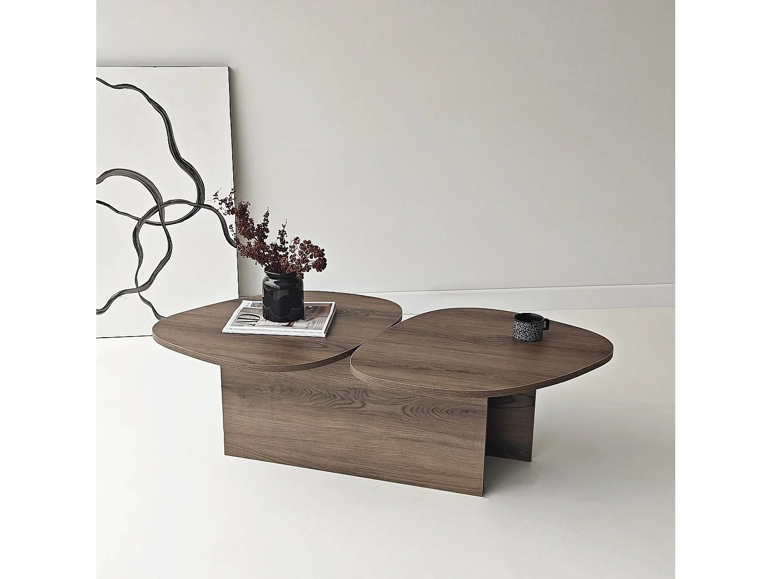 Tavolino in legno "Stones" 125 x 60 x 38 cm - Noce