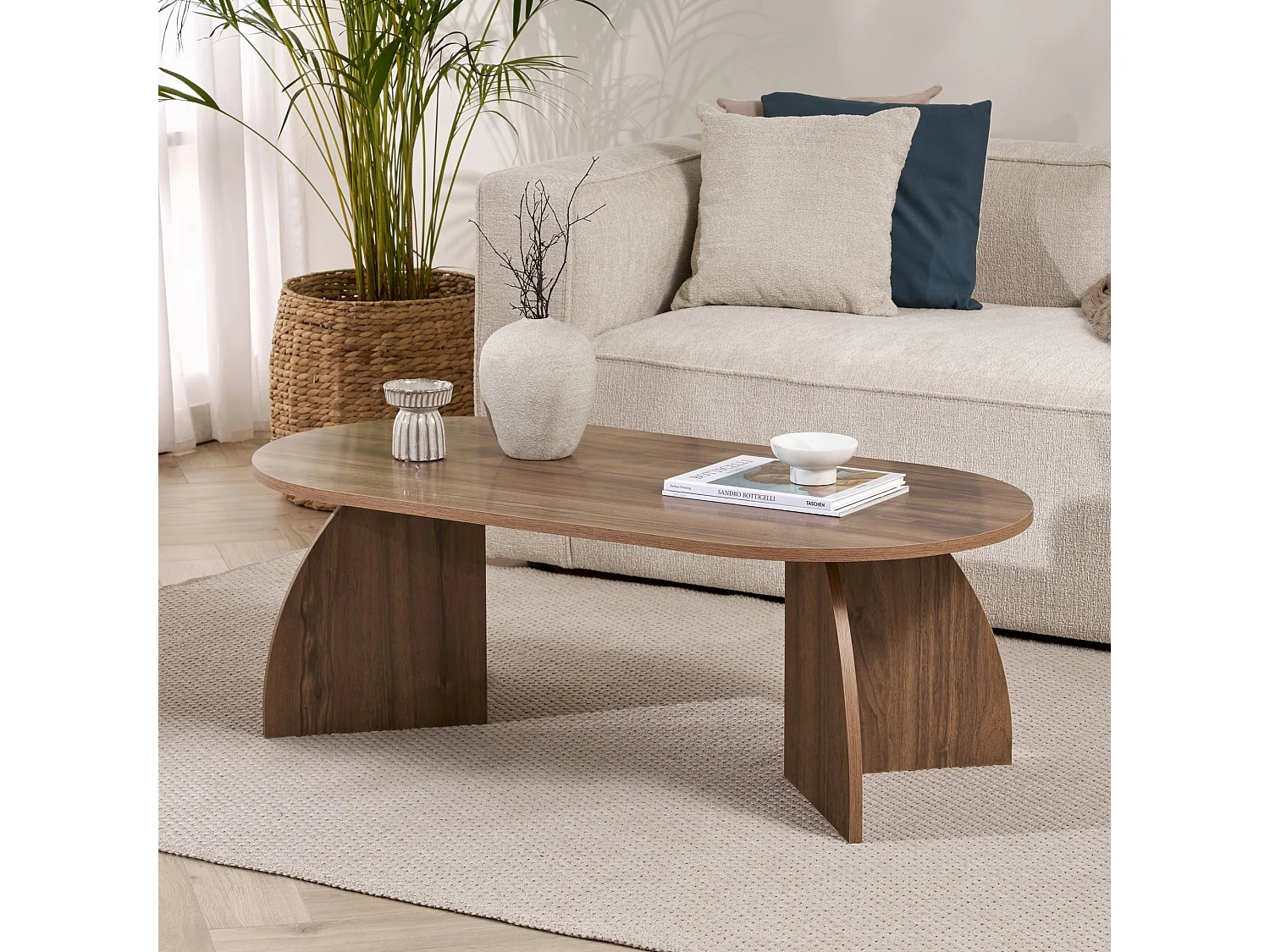 Houten salontafel "Melina" 120 x 60 x 40 cm - Notelaar