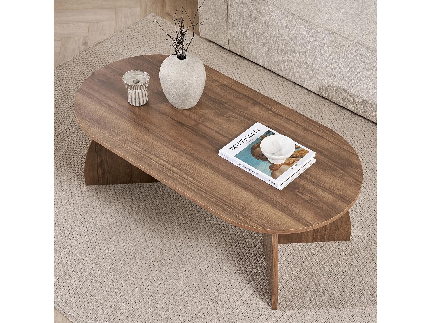 Houten salontafel "Melina" 120 x 60 x 40 cm - Notelaar