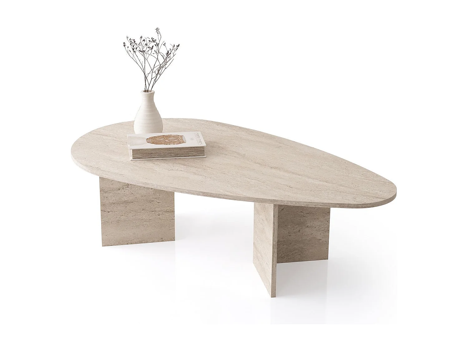 Tavolino in legno "Flap" 139,5 x 79,5 x 42 cm - Travertino